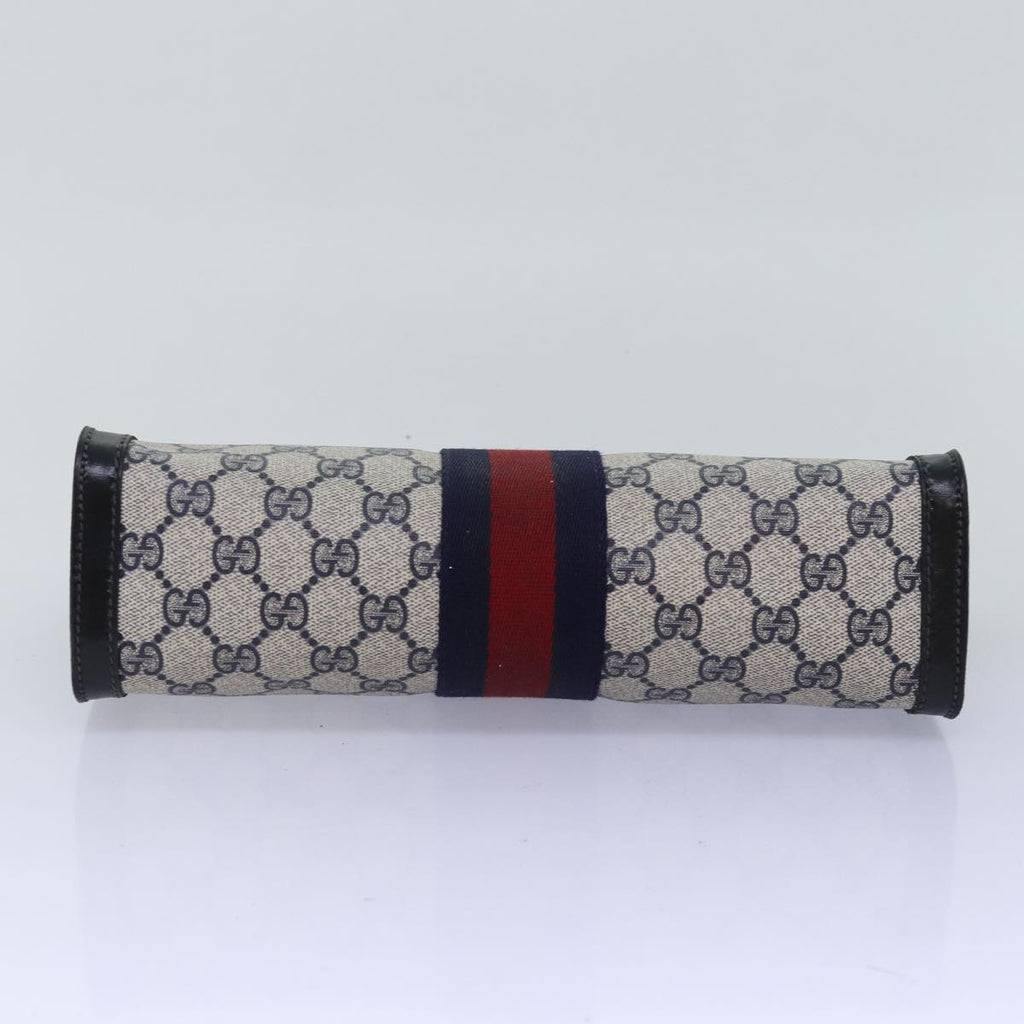 GUCCI GG Supreme Sherry Line Clutch Bag PVC Navy Red 67 014 2125 yk12776