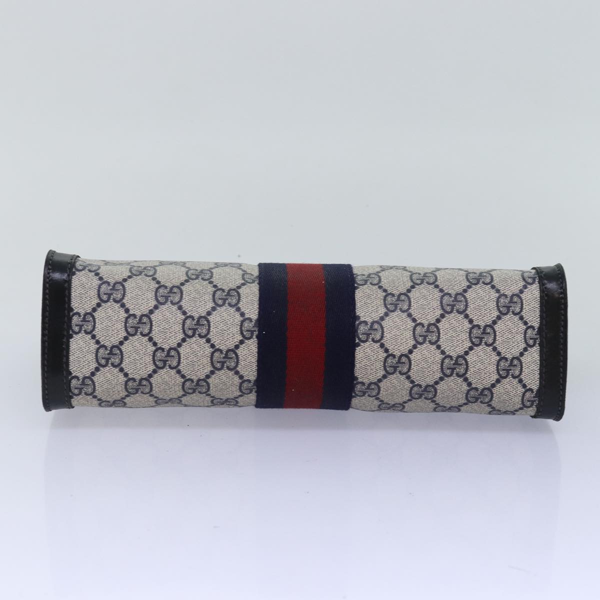 GUCCI GG Supreme Sherry Line Clutch Bag PVC Navy Red 67 014 2125 yk12776