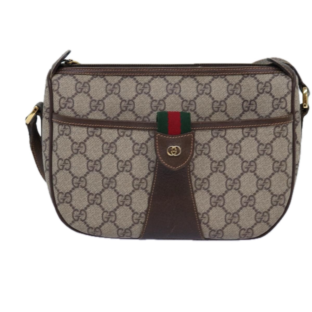 GUCCI GG Supreme Web Sherry Line Shoulder Bag Beige Red 001 123 yk12792