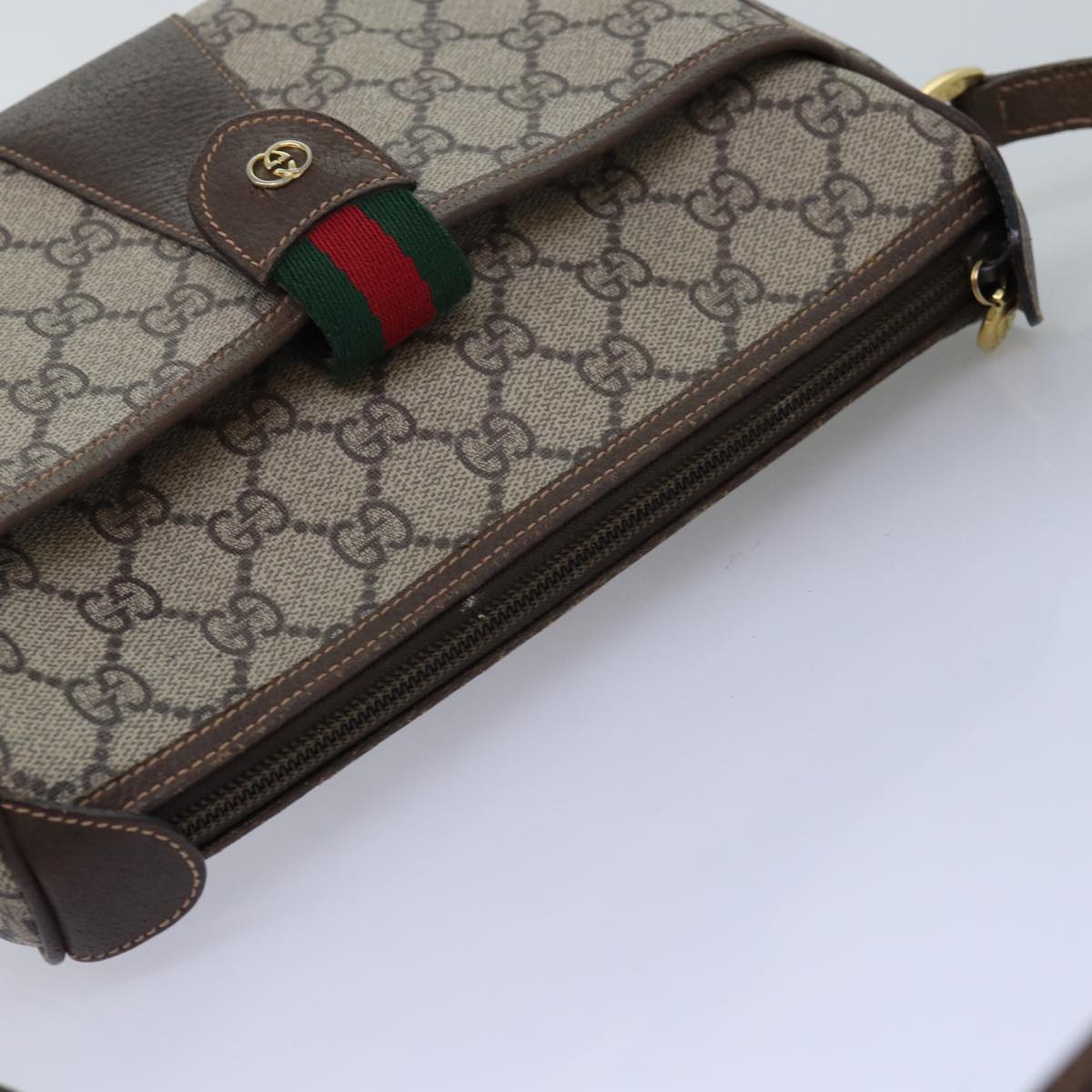 GUCCI GG Supreme Web Sherry Line Shoulder Bag Beige Red 001 123 yk12792
