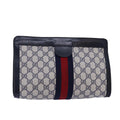 GUCCI GG Supreme Sherry Line Clutch Bag PVC Navy Red 89 01 002 yk12807