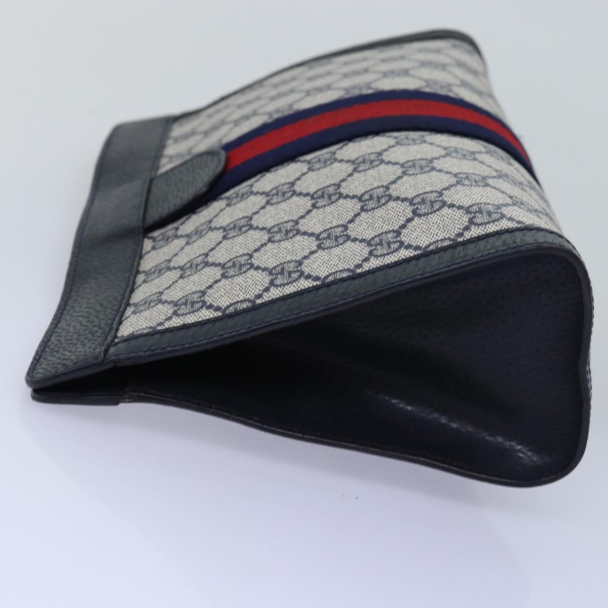 GUCCI GG Supreme Sherry Line Clutch Bag PVC Navy Red 89 01 002 yk12807