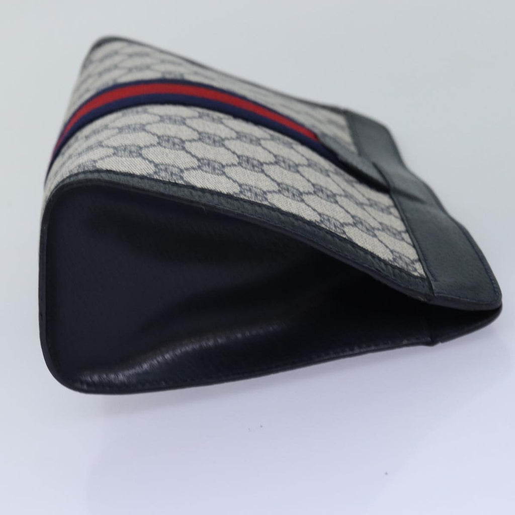 GUCCI GG Supreme Sherry Line Clutch Bag PVC Navy Red 89 01 002 yk12807