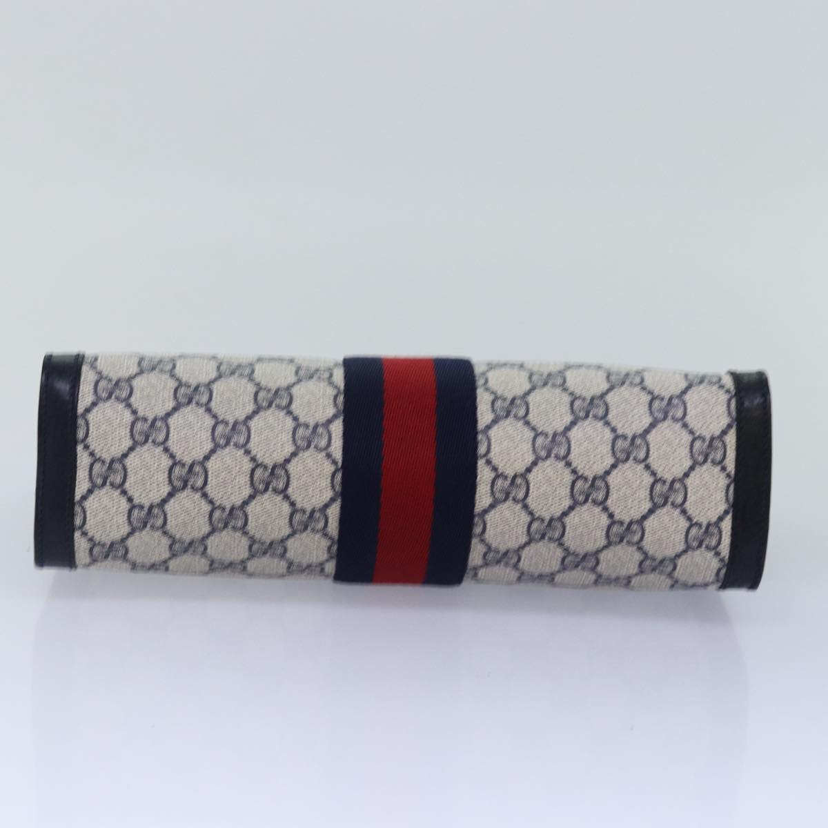 GUCCI GG Supreme Sherry Line Clutch Bag PVC Navy Red 89 01 002 yk12807