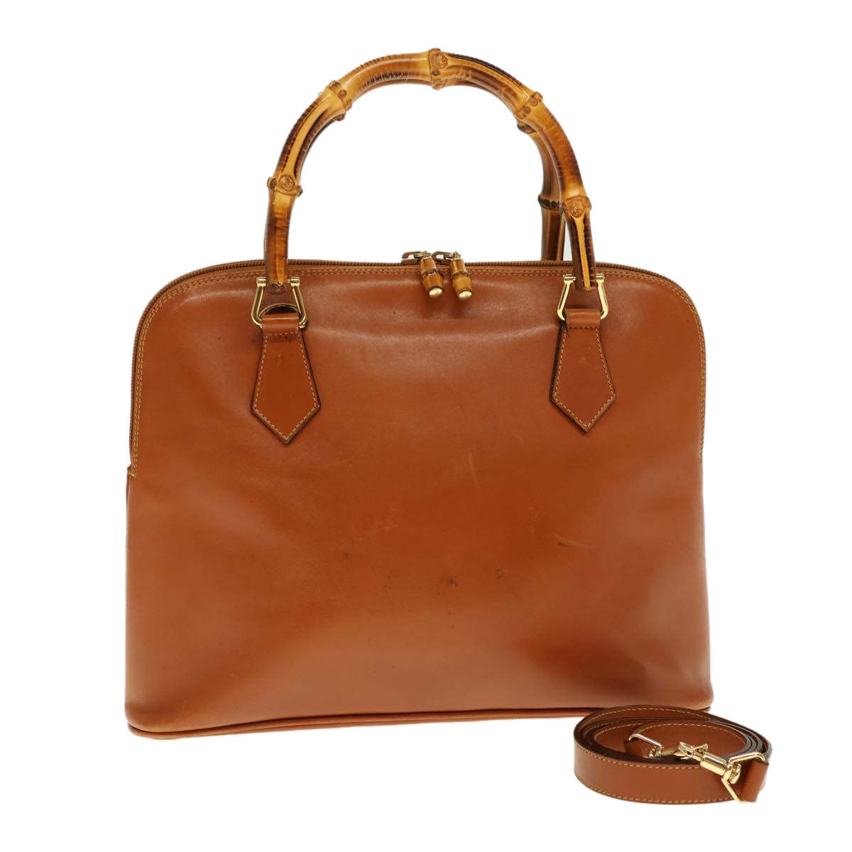 GUCCI Bamboo Hand Bag Leather 2way Brown 000 1186 0289 yk12820