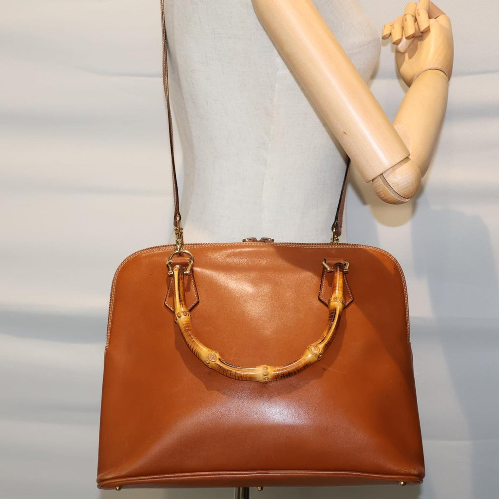 GUCCI Bamboo Hand Bag Leather 2way Brown 000 1186 0289 yk12820