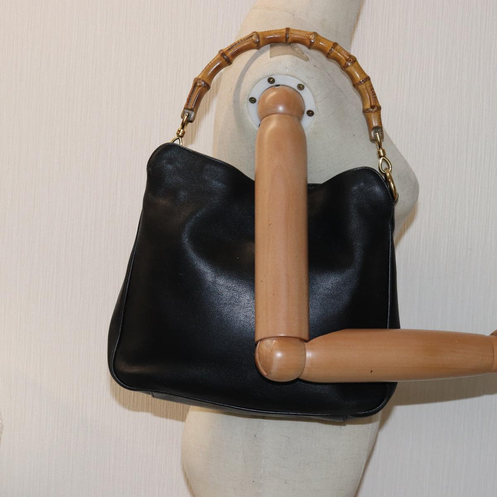 GUCCI Hand Bag Leather Black yk12824