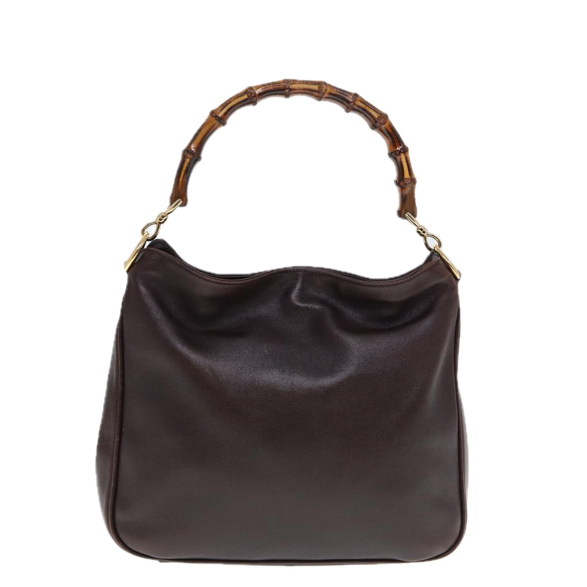 GUCCI Hand Bag Leather Bamboo Brown 001 8444 1638 yk12825