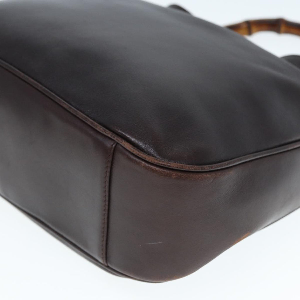 GUCCI Hand Bag Leather Bamboo Brown 001 8444 1638 yk12825