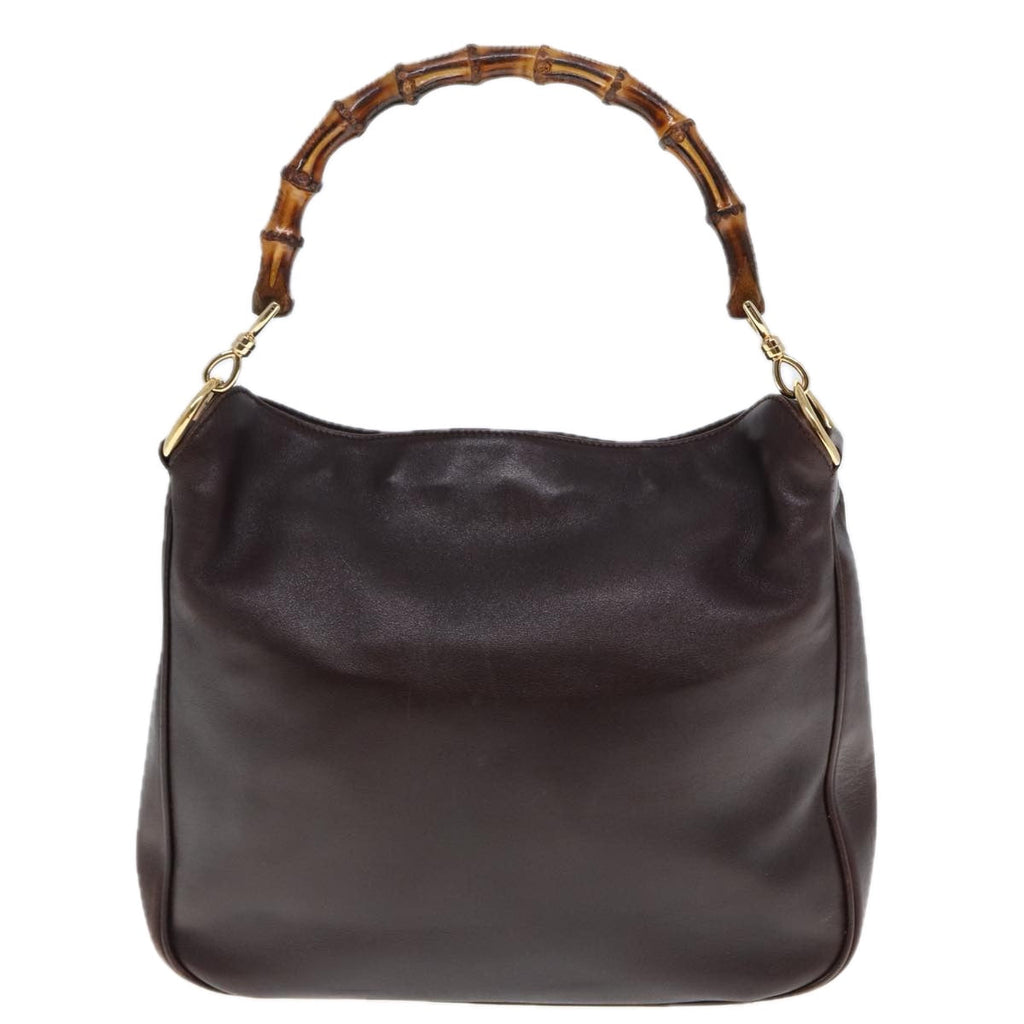 GUCCI Hand Bag Leather Bamboo Brown 001 8444 1638 yk12825