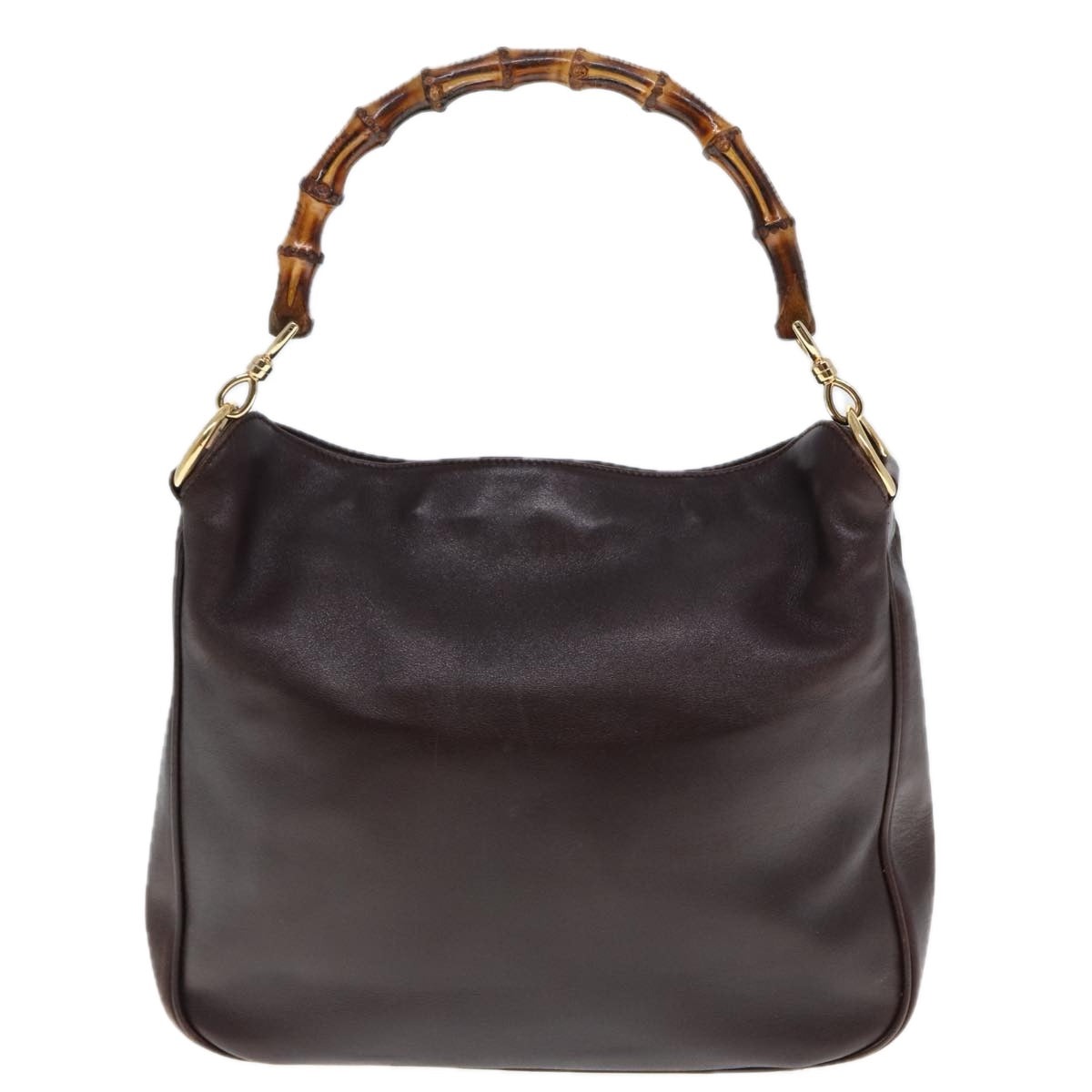 GUCCI Hand Bag Leather Bamboo Brown 001 8444 1638 yk12825