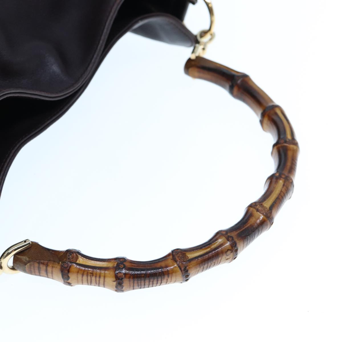 GUCCI Hand Bag Leather Bamboo Brown 001 8444 1638 yk12825