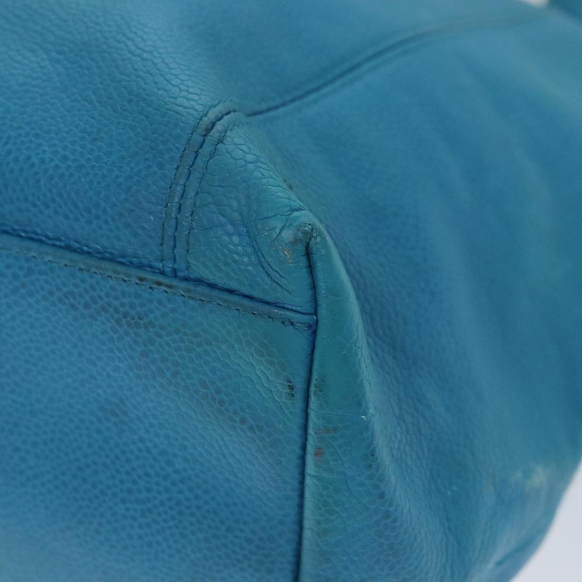 CHANEL COCO Mark Tote Bag Caviar Skin Blue CC yk12847