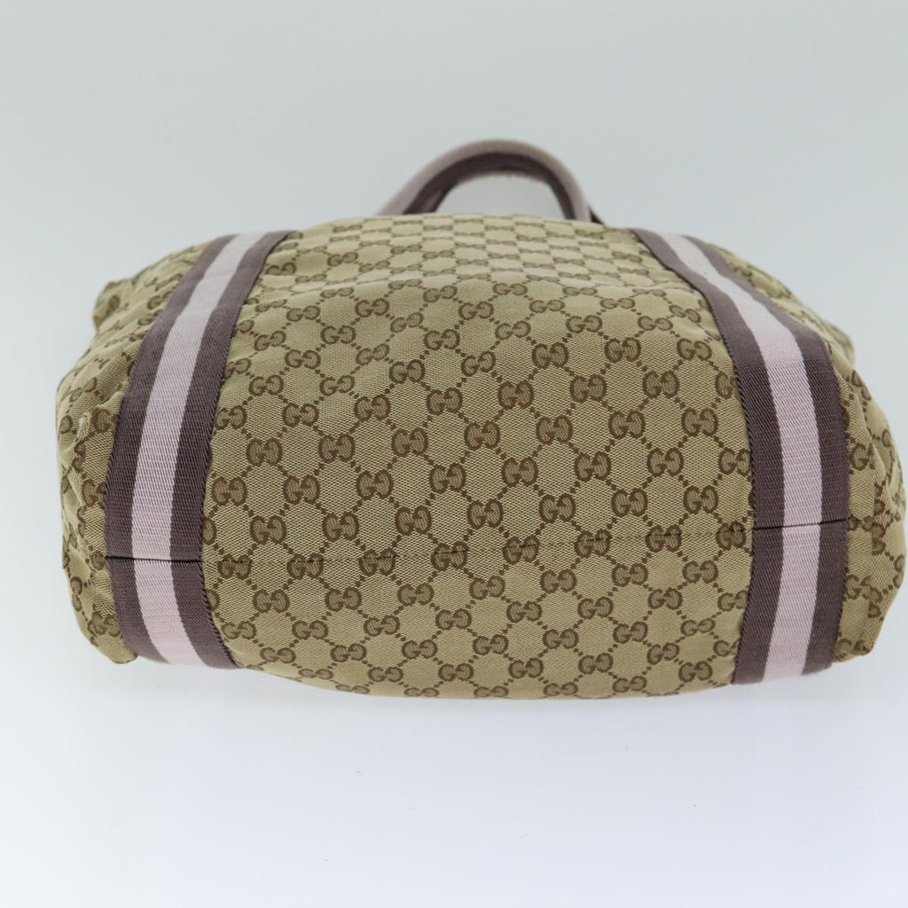 GUCCI GG Canvas Sherry Line Tote Bag Pink Beige 189669 yk12855