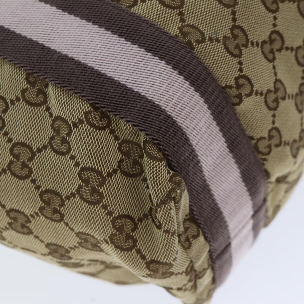 GUCCI GG Canvas Sherry Line Tote Bag Pink Beige 189669 yk12855