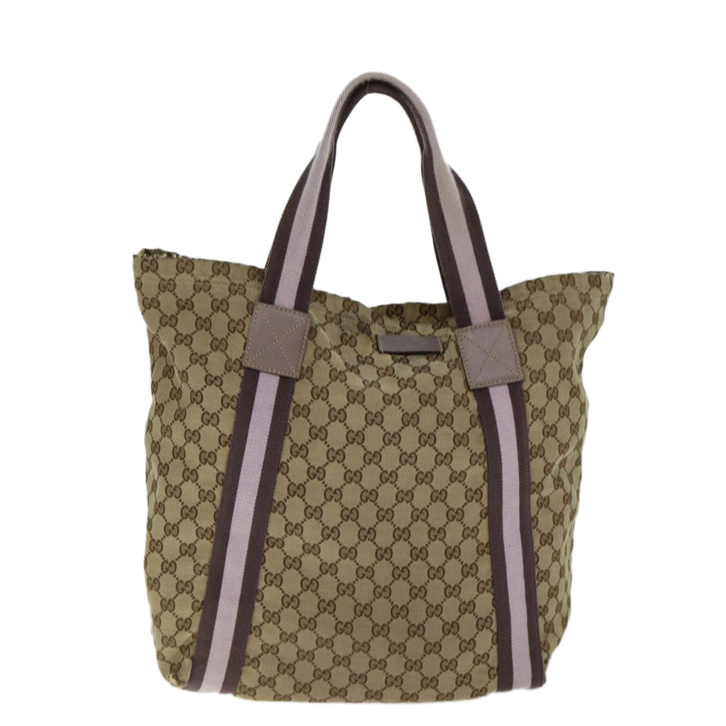 GUCCI GG Canvas Sherry Line Tote Bag Pink Beige 189669 yk12855
