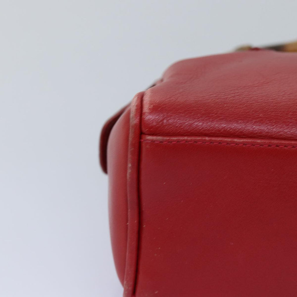 GUCCI Bamboo Hand Bag Leather Red 007 122 0232 yk12871