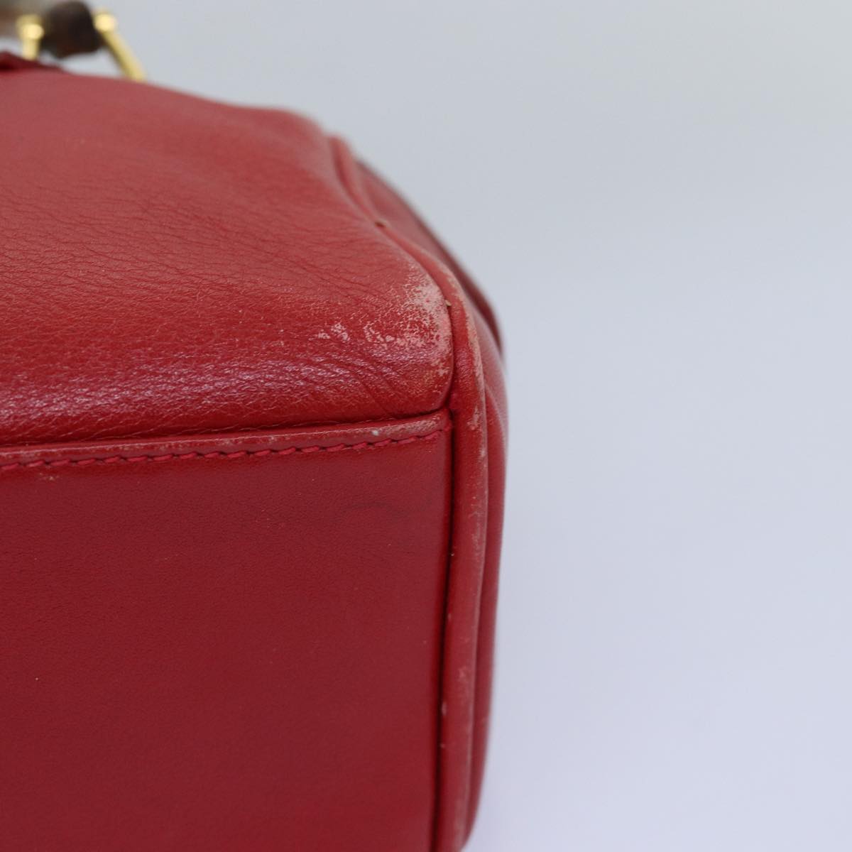 GUCCI Bamboo Hand Bag Leather Red 007 122 0232 yk12871