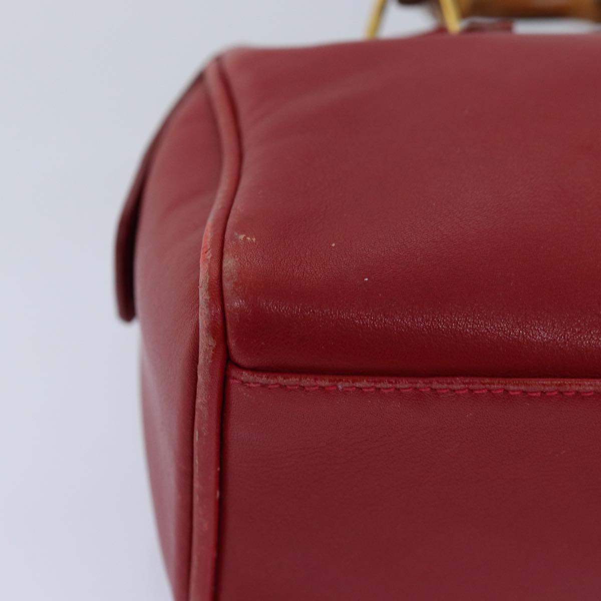 GUCCI Bamboo Hand Bag Leather Red 007 122 0232 yk12871