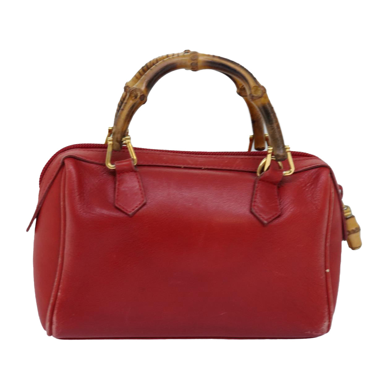 GUCCI Bamboo Hand Bag Leather Red 007 122 0232 yk12871