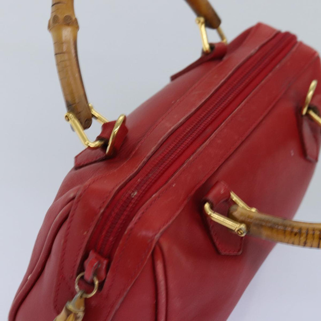 GUCCI Bamboo Hand Bag Leather Red 007 122 0232 yk12871