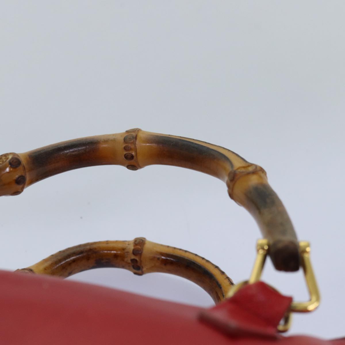 GUCCI Bamboo Hand Bag Leather Red 007 122 0232 yk12871