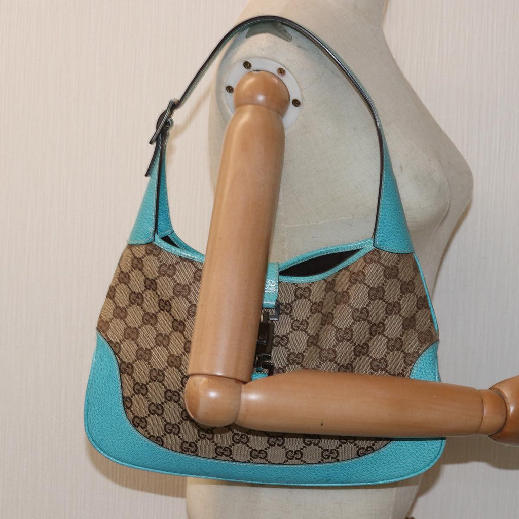 GUCCI Jackie GG Canvas Shoulder Bag Light Blue Beige 00963 yk12888A