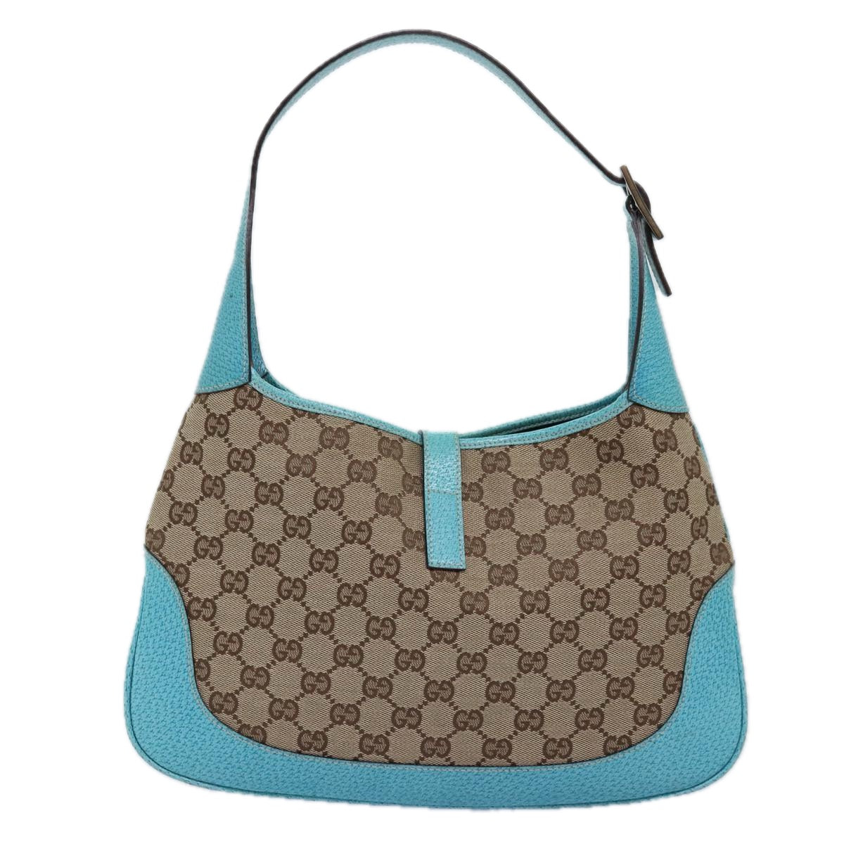 GUCCI Jackie GG Canvas Shoulder Bag Light Blue Beige 00963 yk12888A