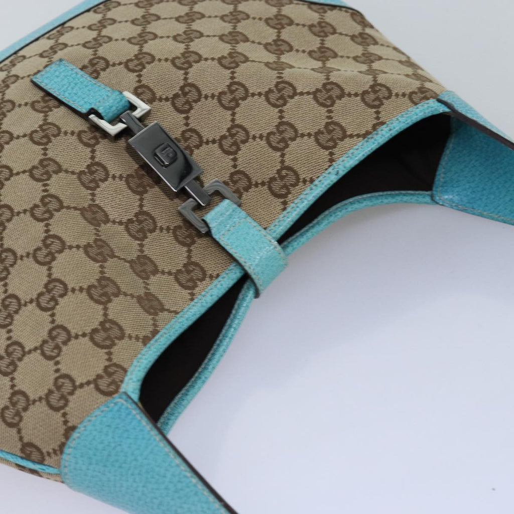 GUCCI Jackie GG Canvas Shoulder Bag Light Blue Beige 00963 yk12888A