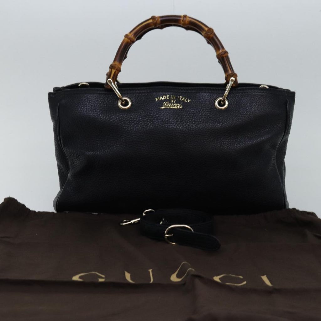 GUCCI Bamboo Swing Hand Bag Leather 2way Black 323660 yk12954