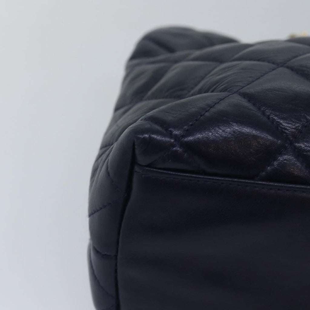 CHANEL Matelasse Chain Shoulder Bag Lamb Skin Navy CC yk12992