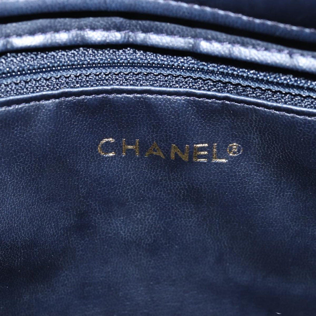 CHANEL Matelasse Chain Shoulder Bag Lamb Skin Navy CC yk12992