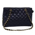CHANEL Matelasse Chain Shoulder Bag Lamb Skin Navy CC yk12992