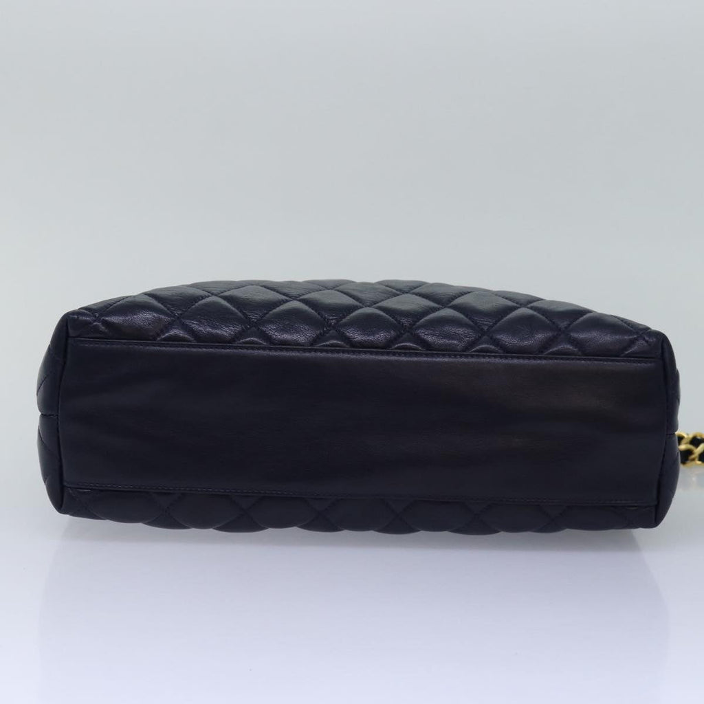 CHANEL Matelasse Chain Shoulder Bag Lamb Skin Navy CC yk12992