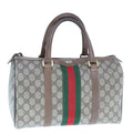 GUCCI GG Supreme Web Sherry Line Boston Bag PVC Beige Red 98 02 007 yk13015