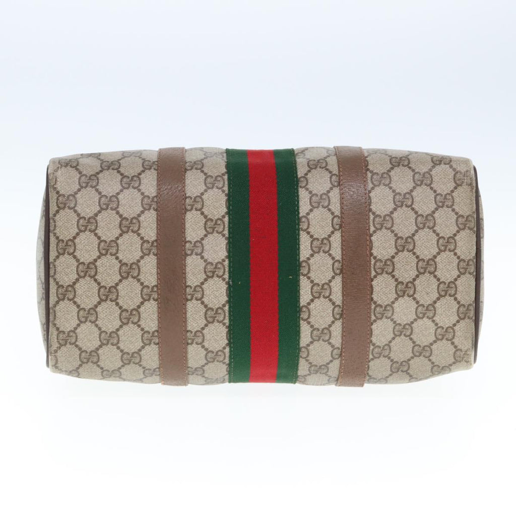 GUCCI GG Supreme Web Sherry Line Boston Bag PVC Beige Red 98 02 007 yk13015