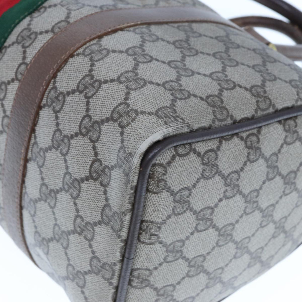 GUCCI GG Supreme Web Sherry Line Boston Bag PVC Beige Red 98 02 007 yk13015