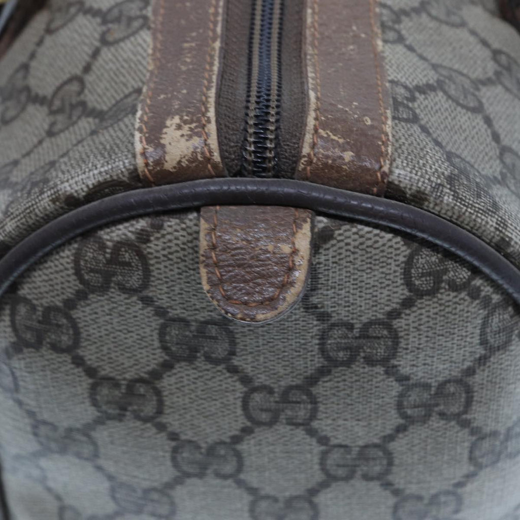 GUCCI GG Supreme Web Sherry Line Boston Bag PVC Beige Red 98 02 007 yk13015
