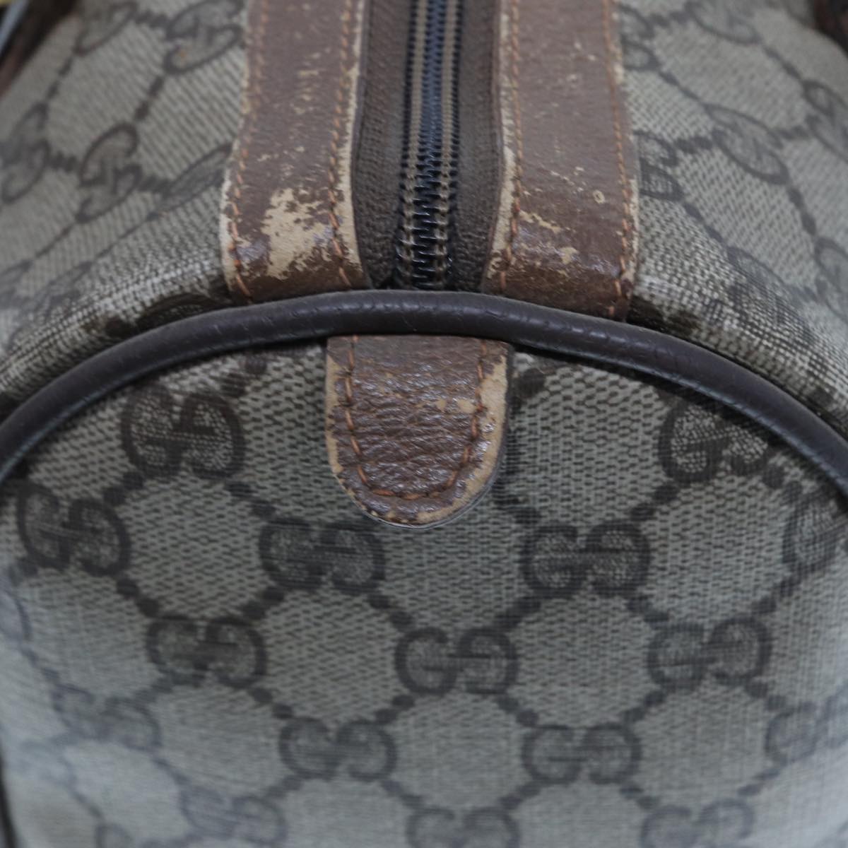 GUCCI GG Supreme Web Sherry Line Boston Bag PVC Beige Red 98 02 007 yk13015