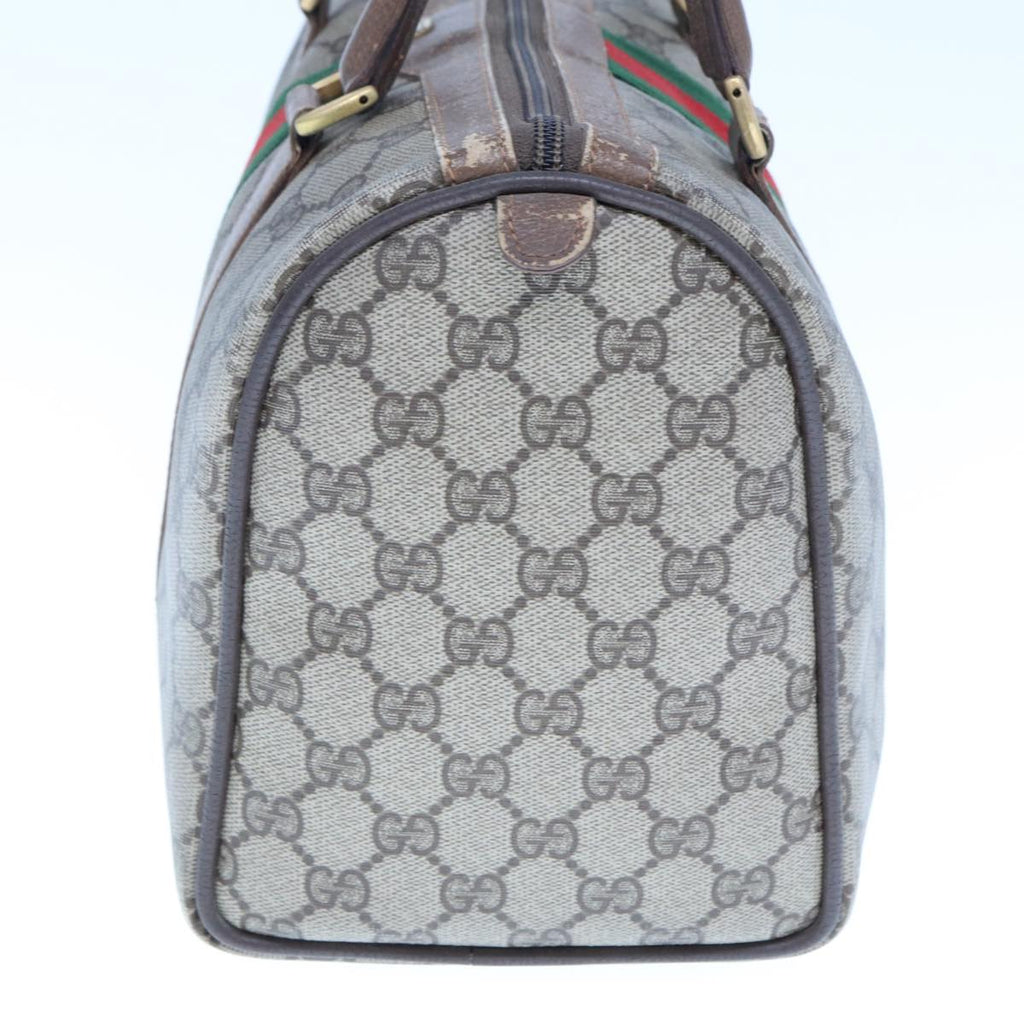 GUCCI GG Supreme Web Sherry Line Boston Bag PVC Beige Red 98 02 007 yk13015