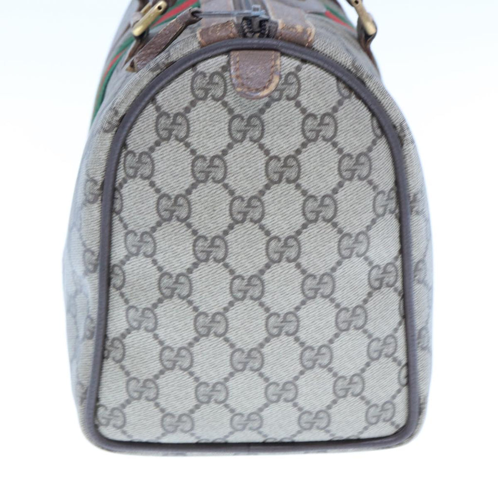 GUCCI GG Supreme Web Sherry Line Boston Bag PVC Beige Red 98 02 007 yk13015