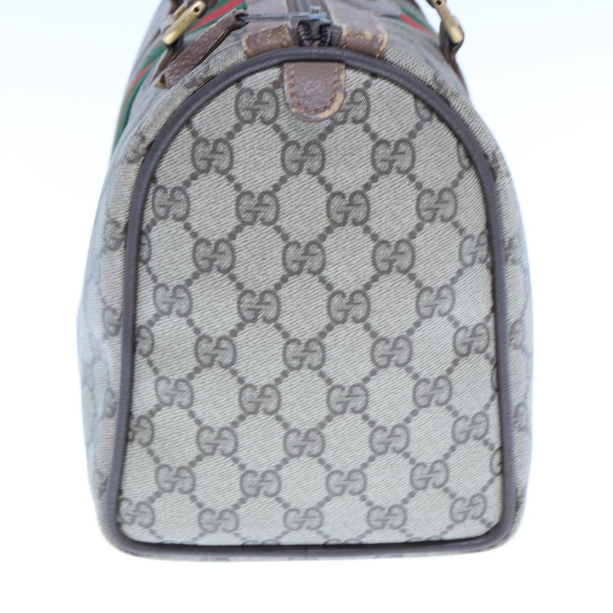 GUCCI GG Supreme Web Sherry Line Boston Bag PVC Beige Red 98 02 007 yk13015