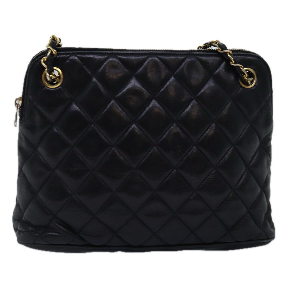 CHANEL Matelasse Chain Shoulder Bag Lamb Skin Black CC yk13018