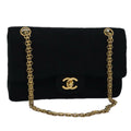 CHANEL Matelasse Turn Lock Chain Bag Cotton Vintage Black CC yk13023