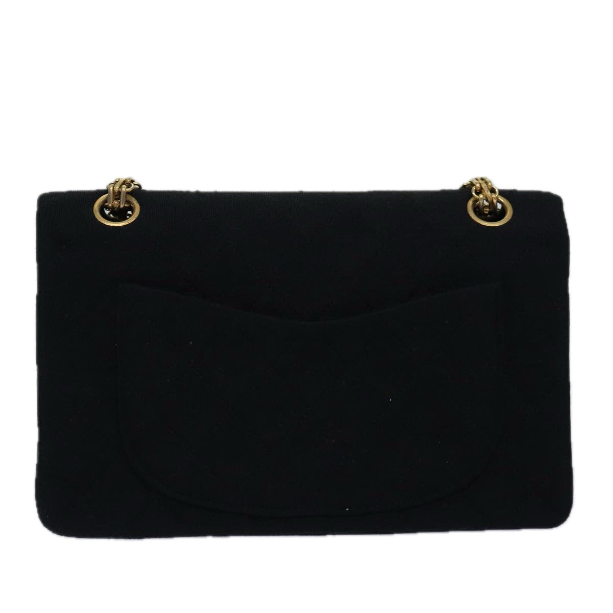 CHANEL Matelasse Turn Lock Chain Bag Cotton Vintage Black CC yk13023