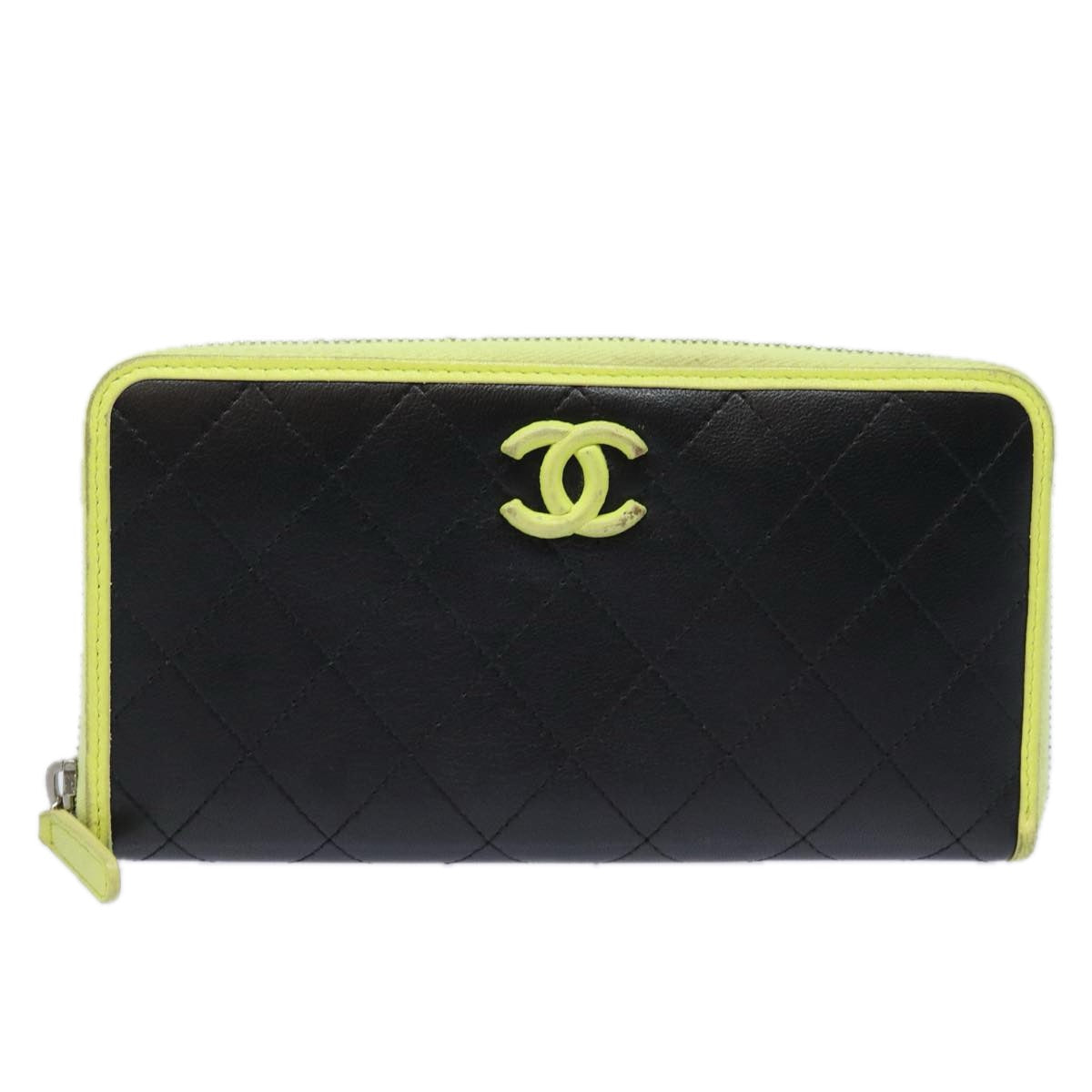 CHANEL Matelasse Long Wallet Leather Black CC yk13055