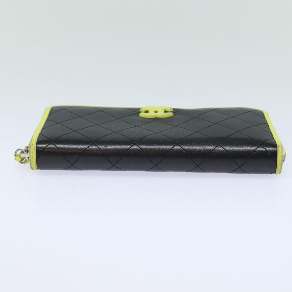 CHANEL Matelasse Long Wallet Leather Black CC yk13055
