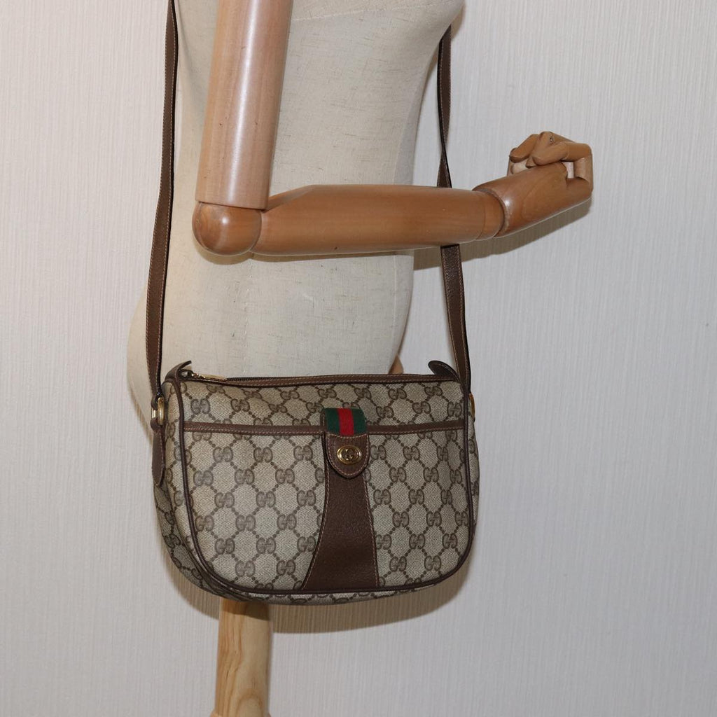 GUCCI GG Supreme Web Sherry Line Shoulder Bag PVC Beige 89 02 032 yk13060