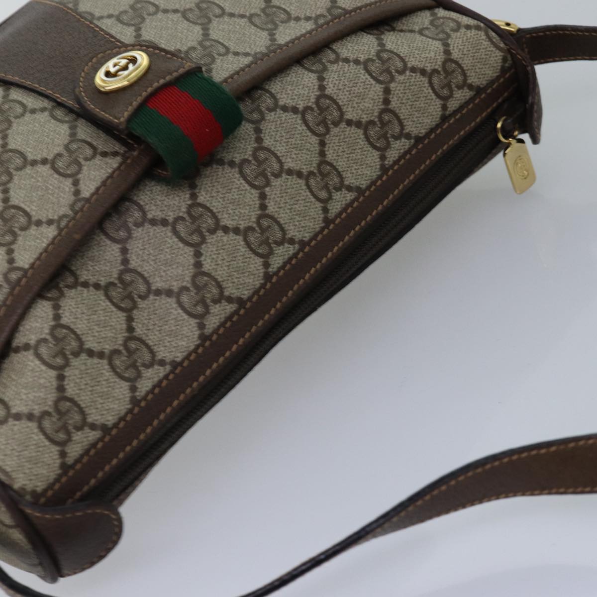 GUCCI GG Supreme Web Sherry Line Shoulder Bag PVC Beige 89 02 032 yk13060