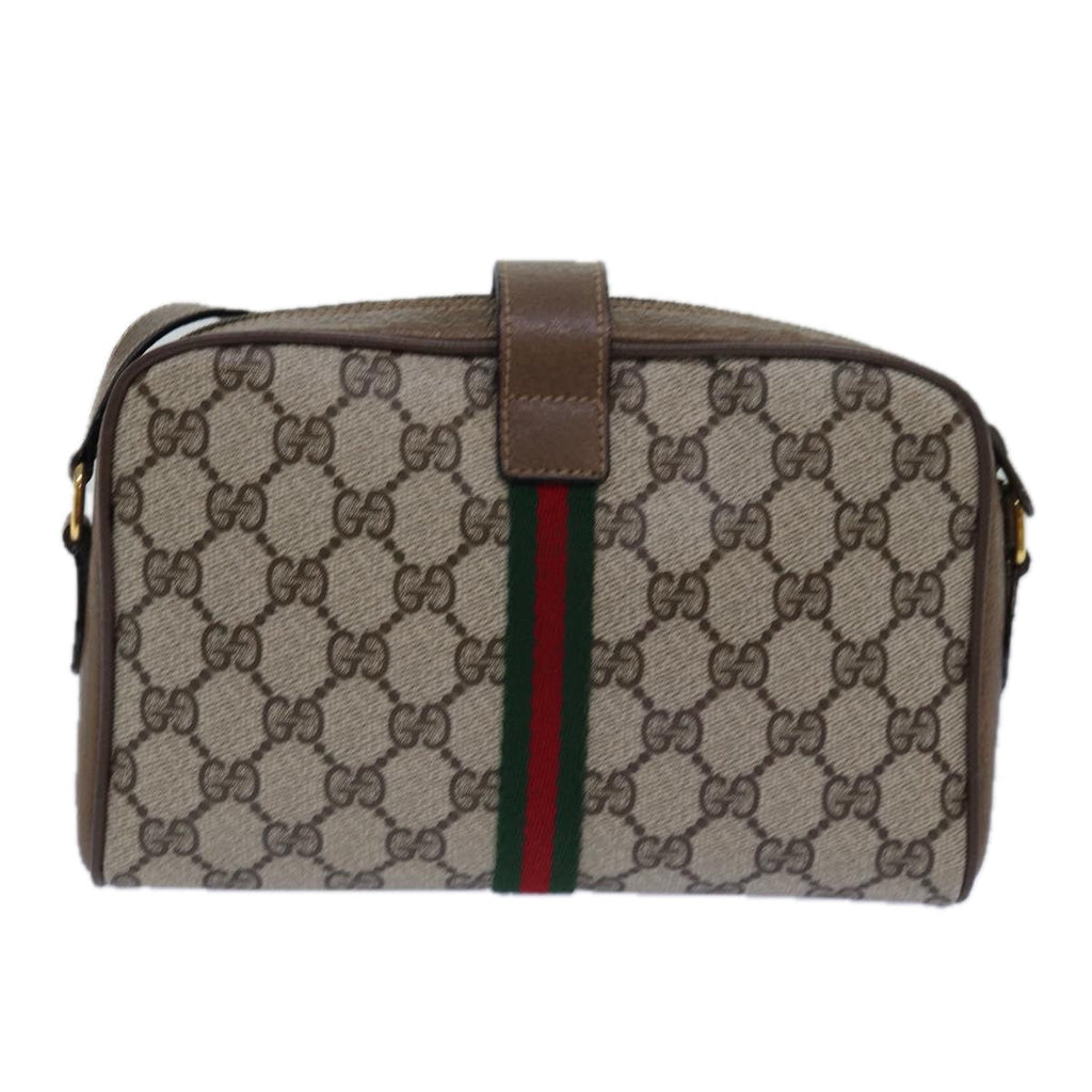 GUCCI GG Supreme Web Sherry Line Shoulder Bag PVC Beige 89 02 055 yk13076